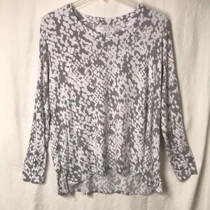 Mud pie Women’s Tunic One Size White/Tan Abstract Stretchy and Soft EUC